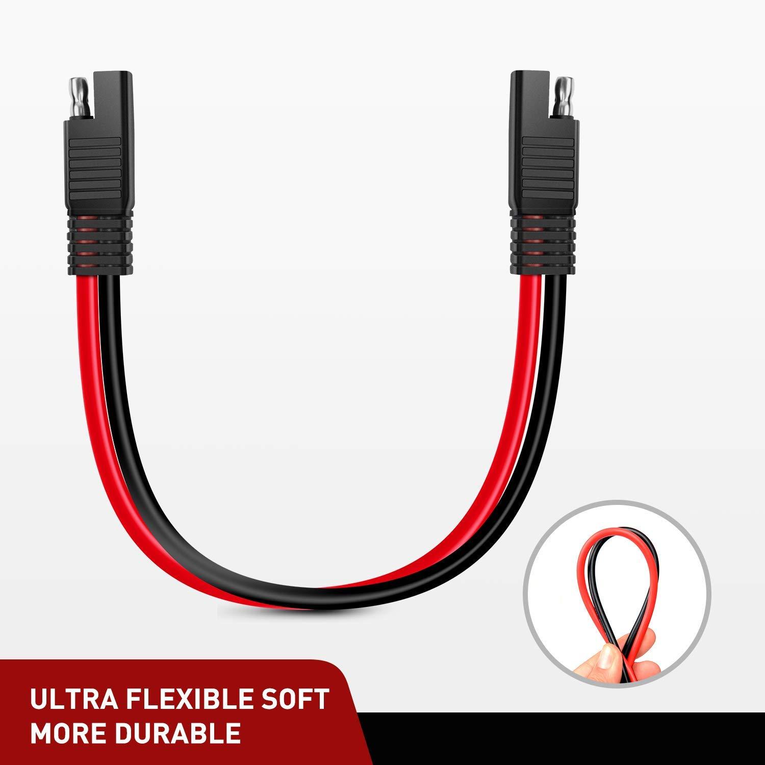 imageNilight 5 Pack SAE to SAE Extension Cable 10AWG 2 Pin SAE Connector Extension Cord 10 Gauge Dual Head Plug Audiopipe Polarized Wire Harness for Solar Panel Automotive Car Motorcycle 2 Years Warranty12 SAE Disconnect 10AWG
