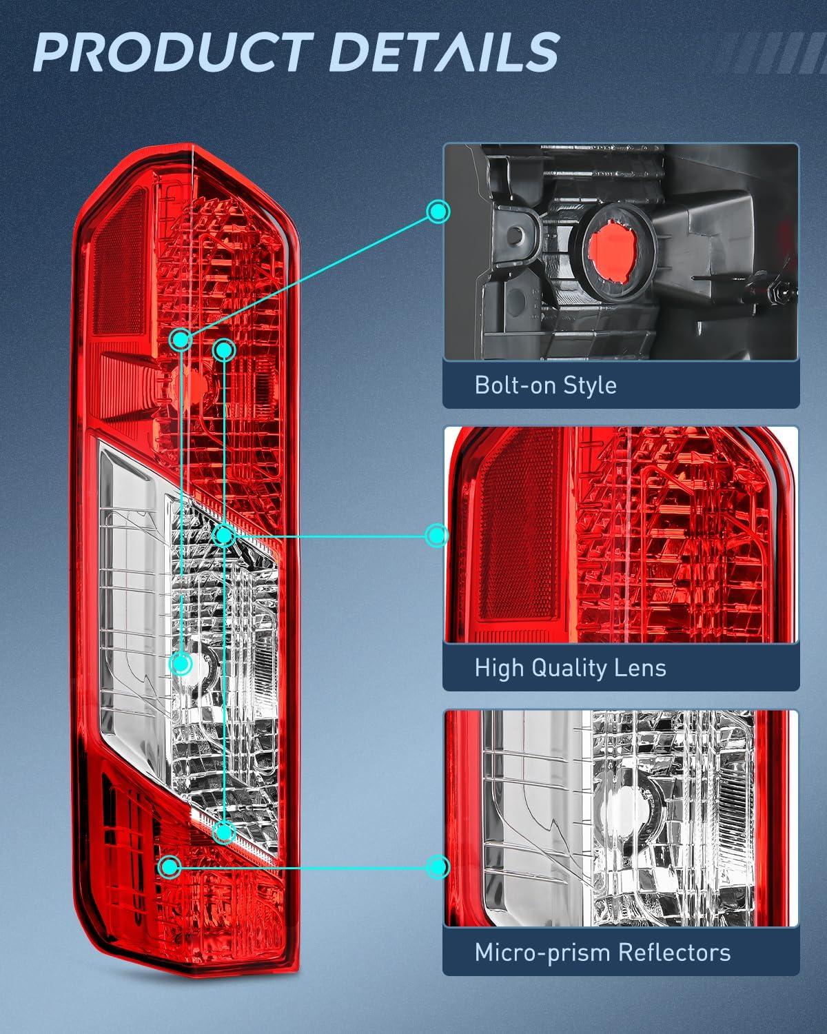 imageNilight Taillight Assembly Compatible with 2015 2016 2017 2018 2019 2020 2021 2022 2023 Ford Transit 150 250 350 350HD Rear Lamp Replacement OE Style Passenger SideDriver Side