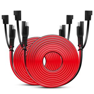Nilight 5 Pack SAE to SAE Extension Cable 10AWG 2 Pin SAE Connector Extension Cord 10 Gauge Dual Head Plug Audiopipe Polarized Wire Harness for Solar Panel Automotive Car Motorcycle, 2 Years Warranty(2Pcs 12FT SAE Extension Cable)
