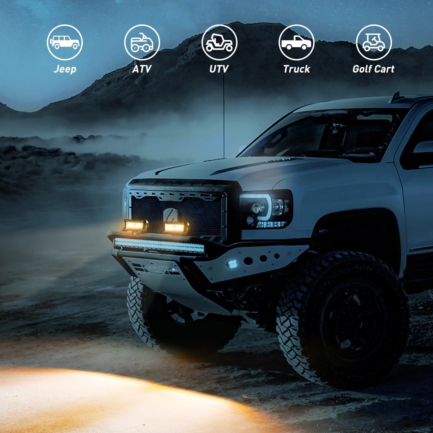 imageNilight 65Inch OffRoad LED Light Bar 2PCS 120W 3 Lighting Modes WhiteAmberWhiteampampAmber Driving Fog Light Spot Flood Lights with 18AWG Wiring Harness for Truck Car ATV SUV Jeep BoatAmberWhite 3 Modes