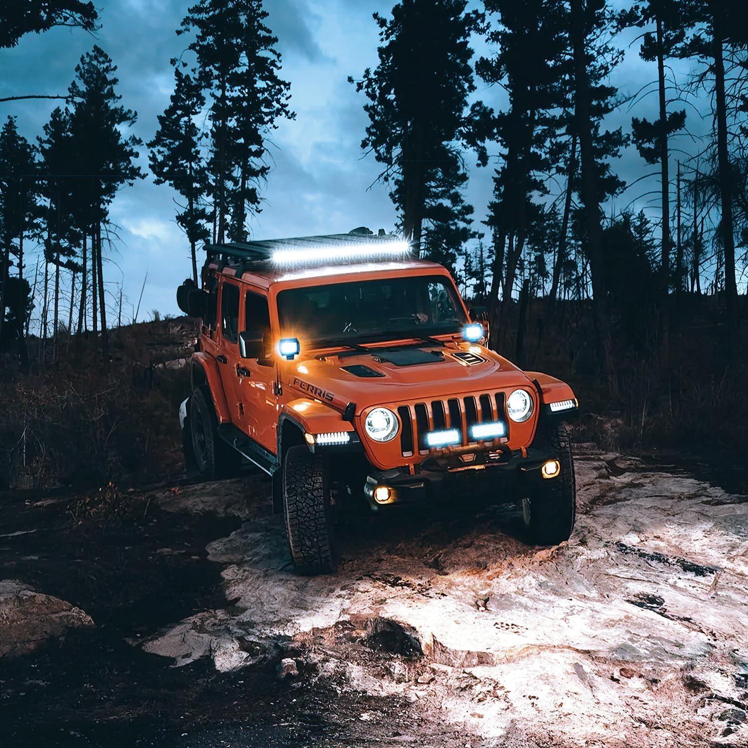 imageNilight LED Light Bar 4Inch 48W Square Portable Flood Pod Cigarette Lighter Powered with Wiring Magnetic Base 16LEDs Fog Driving Work Roof Bumper Lights for Truck Tractor Golf Cart UTV6Pcs Led Pods