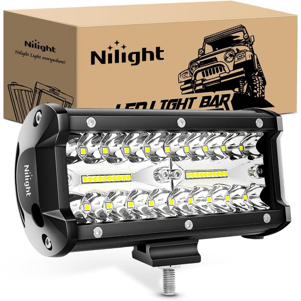 imageNilight LED Light Bar 4Inch 48W Square Portable Flood Pod Cigarette Lighter Powered with Wiring Magnetic Base 16LEDs Fog Driving Work Roof Bumper Lights for Truck Tractor Golf Cart UTV1Pc Led Pods
