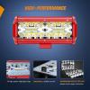 Nilight 6.5Inch Off-Road LED Light Bar, 2PCS 120W 3 Lighting Modes (White/Amber/White&Amber) Driving Fog Light Spot Flood Lights with 18AWG Wiring Harness for Truck Car ATV SUV Jeep Boat(Red Shell with White Light)