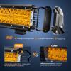 Nilight LED Light Bar 4Inch 48W Square Portable Flood Pod Cigarette Lighter Powered with Wiring Magnetic Base 16LEDs Fog Driving Work Roof Bumper Lights for Truck Tractor Golf Cart UTV(Amber Led Pods + Wiring)