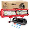 Nilight 6.5Inch Off-Road LED Light Bar, 2PCS 120W 3 Lighting Modes (White/Amber/White&Amber) Driving Fog Light Spot Flood Lights with 18AWG Wiring Harness for Truck Car ATV SUV Jeep Boat(Red Shell with White Light)