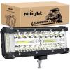 Nilight 6.5Inch Off-Road LED Light Bar, 2PCS 120W 3 Lighting Modes (White/Amber/White&Amber) Driving Fog Light Spot Flood Lights with 18AWG Wiring Harness for Truck Car ATV SUV Jeep Boat(Side Shooter Light 1PC)