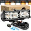 Nilight 6.5Inch Off-Road LED Light Bar, 2PCS 120W 3 Lighting Modes (White/Amber/White&Amber) Driving Fog Light Spot Flood Lights with 18AWG Wiring Harness for Truck Car ATV SUV Jeep Boat(Amber&White 6 Modes)