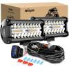 Nilight 6.5Inch Off-Road LED Light Bar, 2PCS 120W 3 Lighting Modes (White/Amber/White&Amber) Driving Fog Light Spot Flood Lights with 18AWG Wiring Harness for Truck Car ATV SUV Jeep Boat(Amber&White 3 Modes)