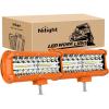 Nilight LED Light Bar 4Inch 48W Square Portable Flood Pod Cigarette Lighter Powered with Wiring Magnetic Base 16LEDs Fog Driving Work Roof Bumper Lights for Truck Tractor Golf Cart UTV(2Pcs Amber Shell with White Light)