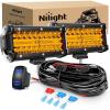 Nilight LED Light Bar 4Inch 48W Square Portable Flood Pod Cigarette Lighter Powered with Wiring Magnetic Base 16LEDs Fog Driving Work Roof Bumper Lights for Truck Tractor Golf Cart UTV(Amber Led Pods + Wiring)