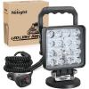 Nilight LED Light Bar 4Inch 48W Square Portable Flood Pod Cigarette Lighter Powered with Wiring Magnetic Base 16LEDs Fog Driving Work Roof Bumper Lights for Truck Tractor Golf Cart UTV(White Beam Square Led Pod with Cigarette Lighter Wiring)