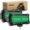 Nilight LED Light Bar 4Inch 48W Square Portable Flood Pod Cigarette Lighter Powered with Wiring Magnetic Base 16LEDs Fog Driving Work Roof Bumper Lights for Truck Tractor Golf Cart UTV(2Pcs Led Pods Green)