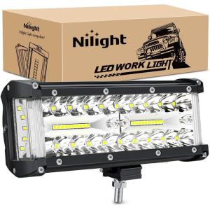 Nilight 6.5Inch Off-Road LED Light Bar, 2PCS 120W 3 Lighting Modes (White/Amber/White&Amber) Driving Fog Light Spot Flood Lights with 18AWG Wiring Harness for Truck Car ATV SUV Jeep Boat(Side Shooter Light 1PC)
