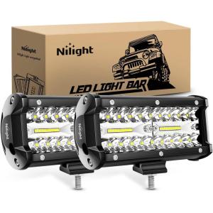 Nilight LED Light Bar 4Inch 48W Square Portable Flood Pod Cigarette Lighter Powered with Wiring Magnetic Base 16LEDs Fog Driving Work Roof Bumper Lights for Truck Tractor Golf Cart UTV(2Pcs Led Pods)