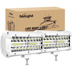 Nilight LED Light Bar 4Inch 48W Square Portable Flood Pod Cigarette Lighter Powered with Wiring Magnetic Base 16LEDs Fog Driving Work Roof Bumper Lights for Truck Tractor Golf Cart UTV(2Pcs White Shell with White Light)