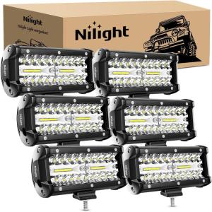 Nilight LED Light Bar 4Inch 48W Square Portable Flood Pod Cigarette Lighter Powered with Wiring Magnetic Base 16LEDs Fog Driving Work Roof Bumper Lights for Truck Tractor Golf Cart UTV(6Pcs Led Pods)