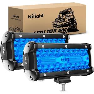 Nilight LED Light Bar 4Inch 48W Square Portable Flood Pod Cigarette Lighter Powered with Wiring Magnetic Base 16LEDs Fog Driving Work Roof Bumper Lights for Truck Tractor Golf Cart UTV(2Pcs Led Pods Blue)