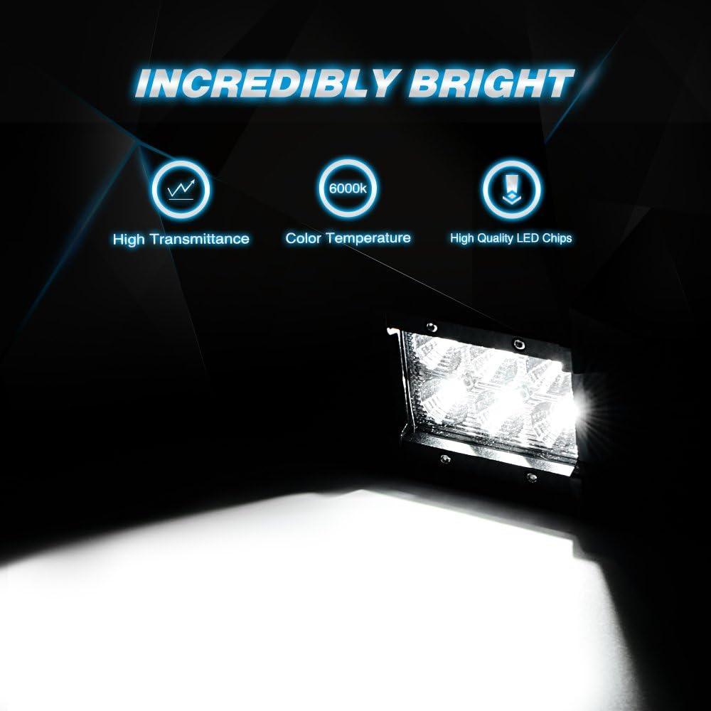 imageNilight LED Light Bar 2PCS 18W Flood Led Off Road Lights With 12V 5Pin Rocker Switch 16AWG Wiring Harness Kit2 Lead 2 Years Warranty