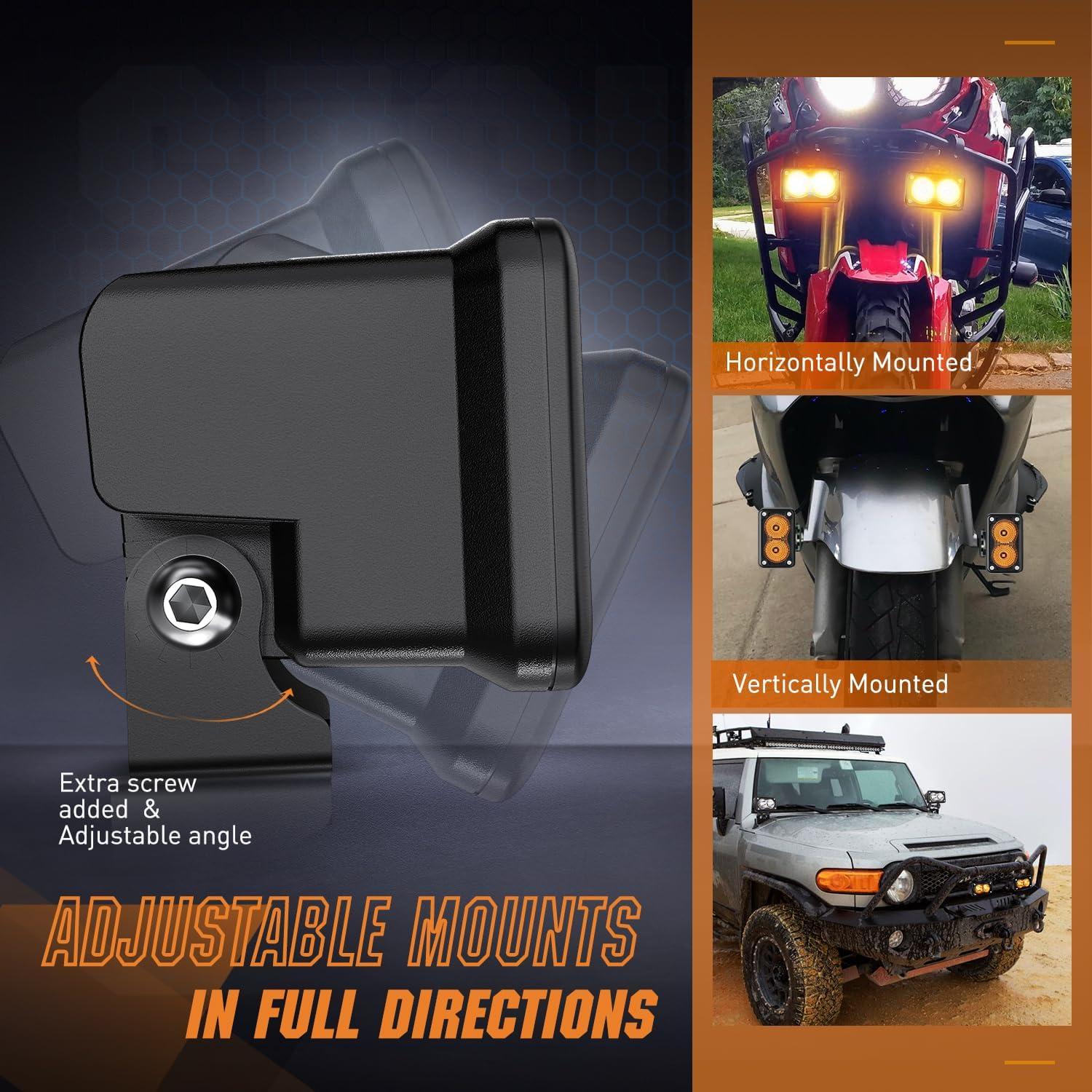 imageNilight Motorcycle LED Pods 2 PCS 3 Inch Flood Offroad Fog Light 1160LM Driving Auxiliary Lights w18AWG DT Wiring Harness Kit for ATV Truck Boat Tractor ForkliftAmber Led Pods