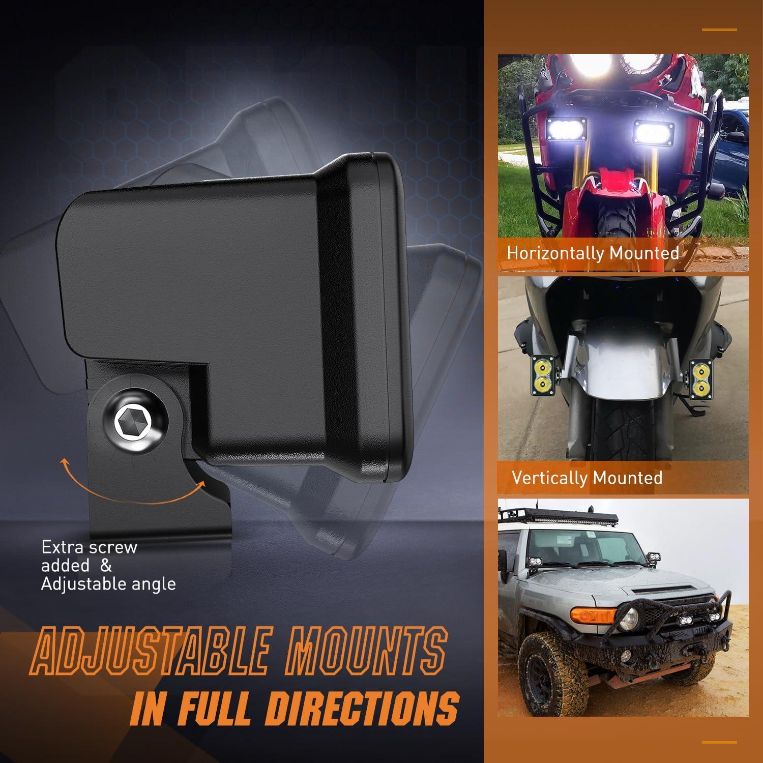 imageNilight Motorcycle LED Pods 2 PCS 3 Inch Flood Offroad Fog Light 1160LM Driving Auxiliary Lights w18AWG DT Wiring Harness Kit for ATV Truck Boat Tractor ForkliftWhite Led Pods