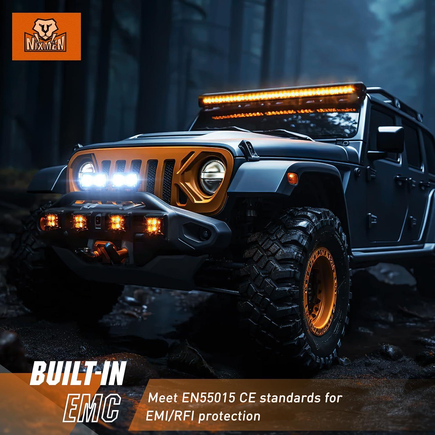 imageNilight Motorcycle LED Pods 2 PCS 3 Inch Flood Offroad Fog Light 1160LM Driving Auxiliary Lights w18AWG DT Wiring Harness Kit for ATV Truck Boat Tractor ForkliftWhite Led Pods