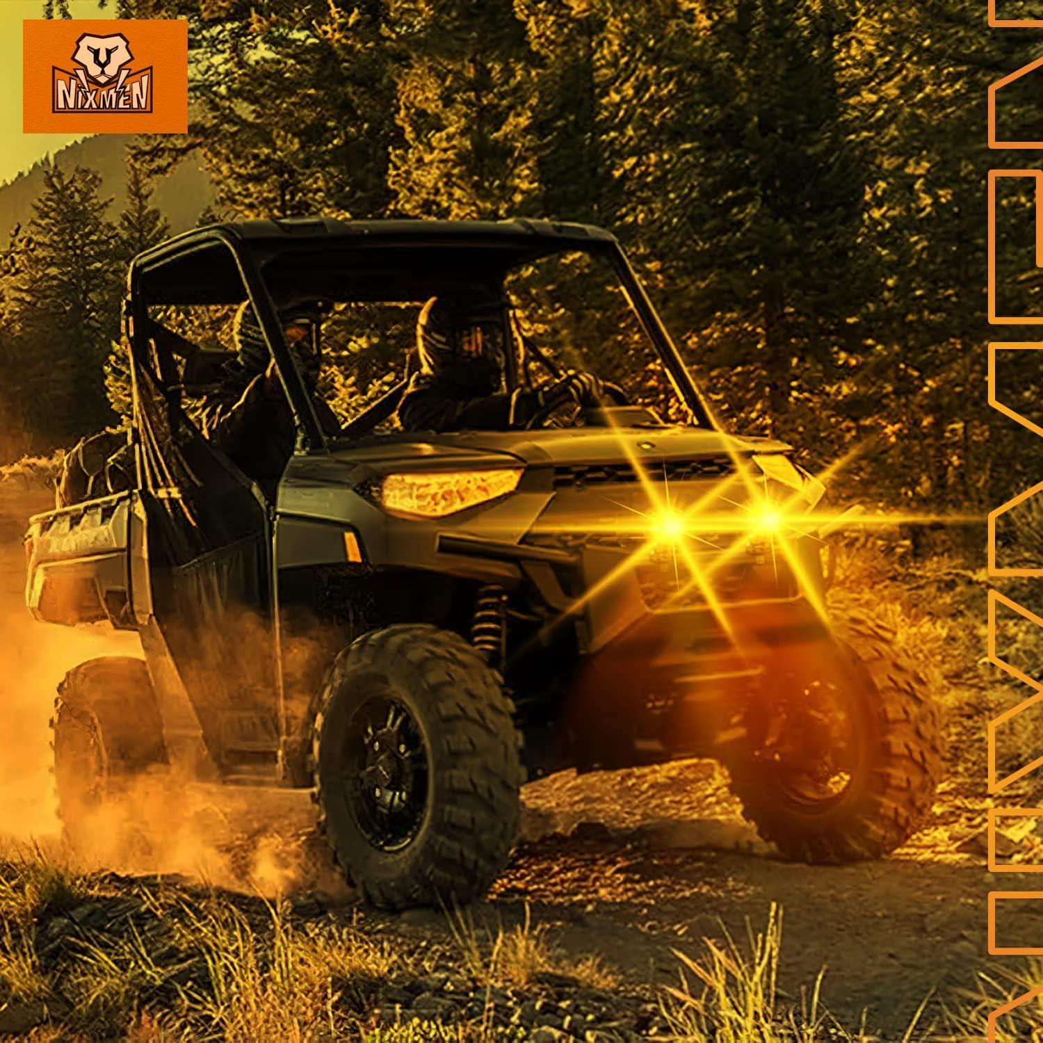 imageNilight Motorcycle Led Pods Amber Fog Lights 2PCS 3Inch Yellow Round led Offroad Builtin EMC Driving Lights w 18AWG DT Wiring Harness Kit for Motorbike SUV ATV Truck Boat Tractor2Pcs Amber LightsWiring harness