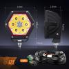 Nilight 4 Inch Hexagon LED Pod Lights with DRL 30 W 2600LM 10°Super Spot Auxiliary Offroad Driving Work Light w/ 16AWG Wiring Harness Kit for Truck UTV ATV SUV 4×4(4 Inch Pod Lights with White DRL)