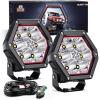 Nilight 4 Inch Hexagon LED Pod Lights with DRL 30 W 2600LM 10°Super Spot Auxiliary Offroad Driving Work Light w/ 16AWG Wiring Harness Kit for Truck UTV ATV SUV 4×4(4 Inch Pod Lights with White DRL)