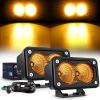 Nilight Motorcycle LED Pods 2 PCS 3 Inch Flood Offroad Fog Light 1160LM Driving Auxiliary Lights w/18AWG DT Wiring Harness Kit for ATV Truck Boat Tractor Forklift(Amber Led Pods +Wiring harness)