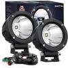 Nilight Motorcycle Led Pods Amber Fog Lights 2PCS 3Inch Yellow Round led Offroad Built-in EMC Driving Lights w/ 18AWG DT Wiring Harness Kit for Motorbike SUV ATV Truck Boat Tractor(2Pcs White Lights +Wiring harness)