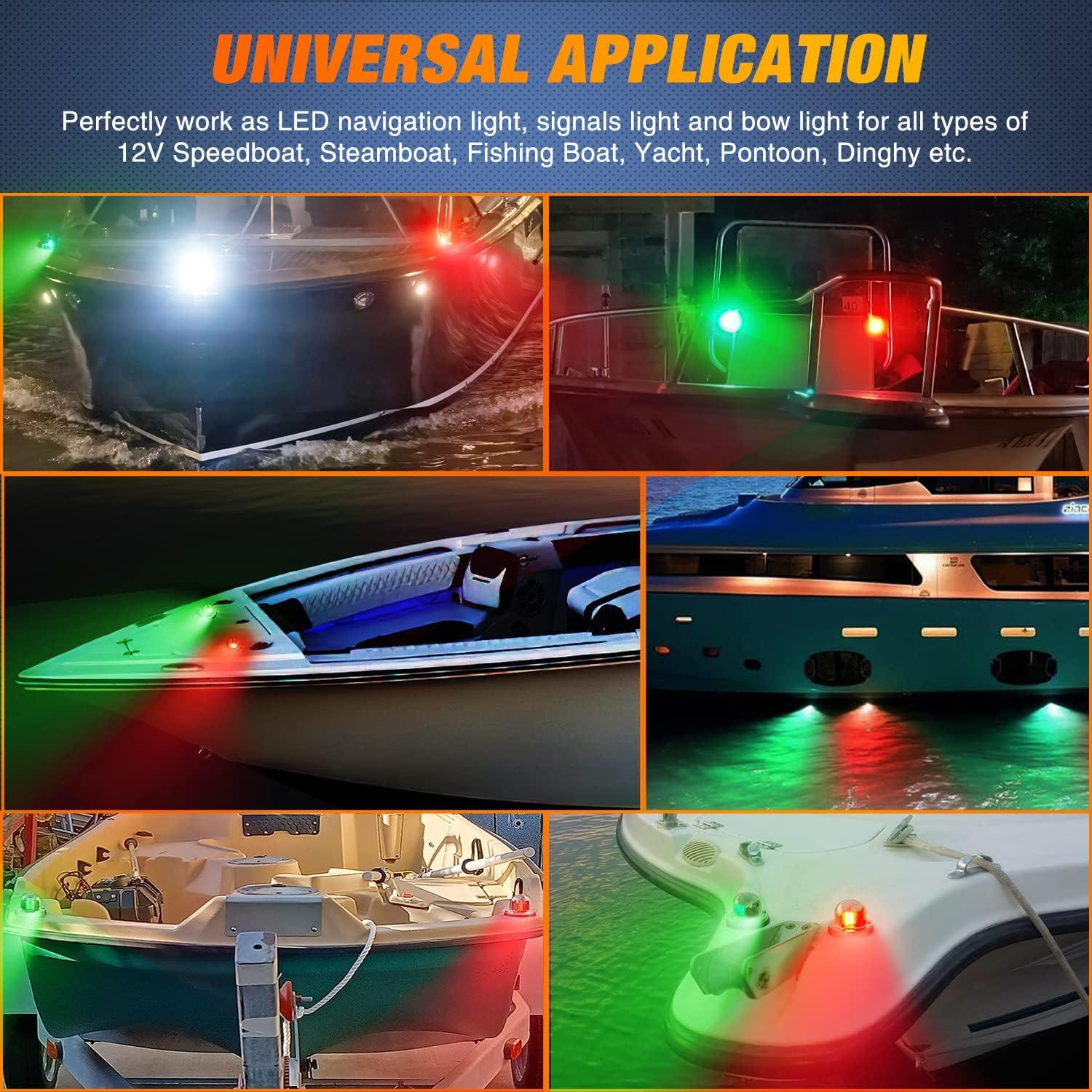 imageNilight Marine Boat Stern Light 12Inch White Fold Down Anchor Lights 12V 24V Waterproof 360 Lighting Navigation Lamp for Fishing Sailboat Yacht Pontoon Speedboat Dinghy8LED Navigation Light2Pcs