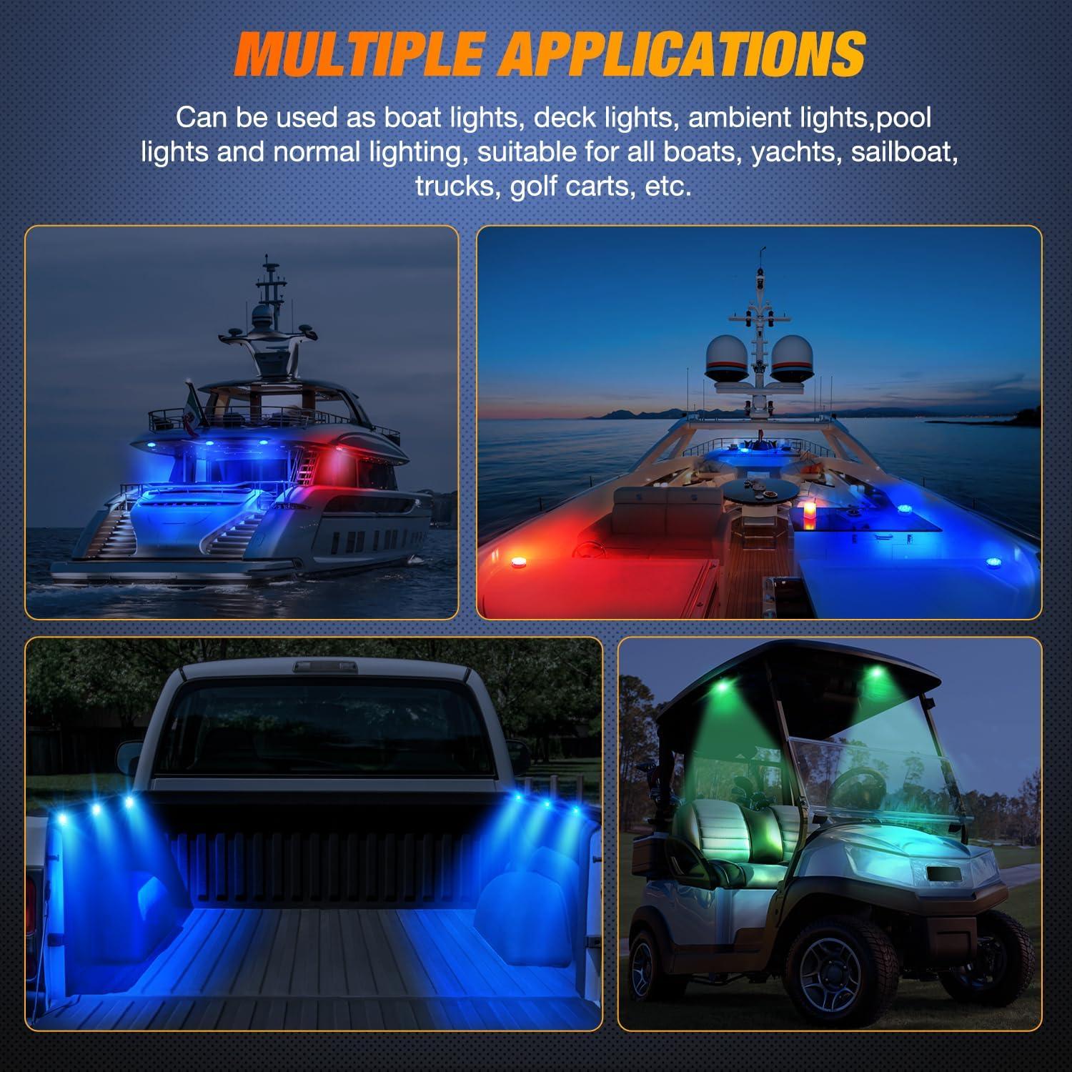 imageNilight Marine Boat Stern Light 12Inch White Fold Down Anchor Lights 12V 24V Waterproof 360 Lighting Navigation Lamp for Fishing Sailboat Yacht Pontoon Speedboat Dinghy4PCS RGB Boat Light