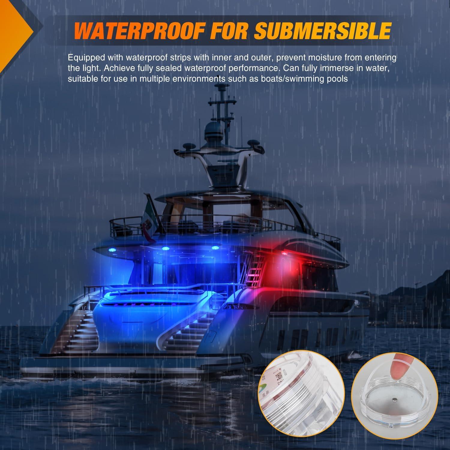 imageNilight Marine Boat Stern Light 12Inch White Fold Down Anchor Lights 12V 24V Waterproof 360 Lighting Navigation Lamp for Fishing Sailboat Yacht Pontoon Speedboat Dinghy4PCS RGB Boat Light