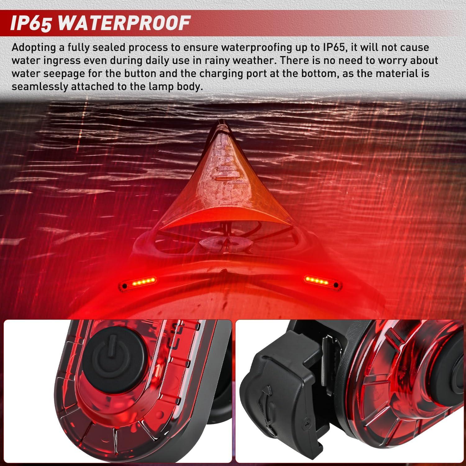 imageNilight Marine Boat Stern Light 12Inch White Fold Down Anchor Lights 12V 24V Waterproof 360 Lighting Navigation Lamp for Fishing Sailboat Yacht Pontoon Speedboat Dinghy5LED Navigation LightRed