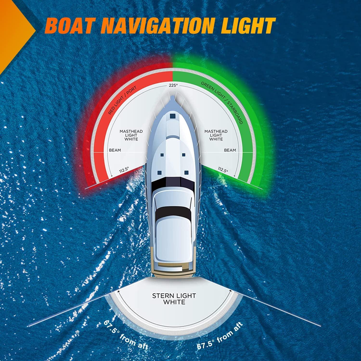 imageNilight Marine Boat Stern Light 12Inch White Fold Down Anchor Lights 12V 24V Waterproof 360 Lighting Navigation Lamp for Fishing Sailboat Yacht Pontoon Speedboat Dinghy24LED Navigation Light1Pc