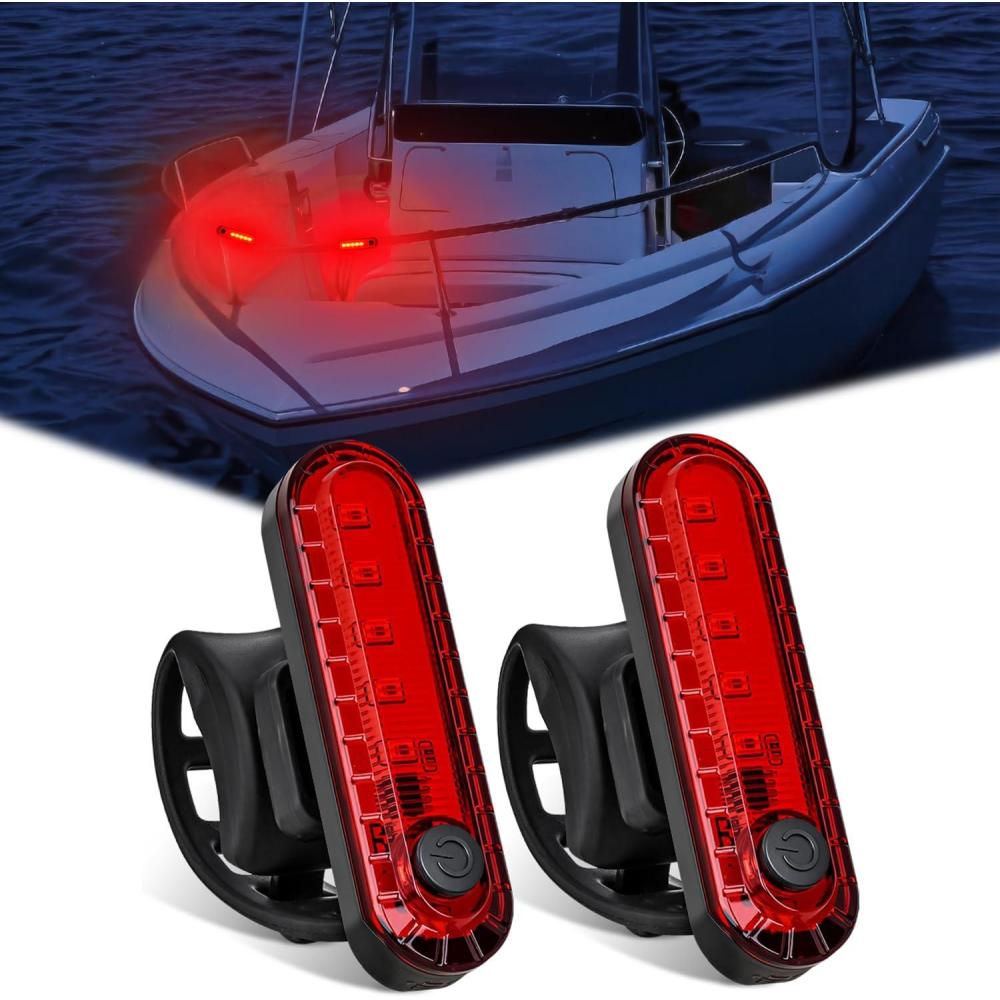 imageNilight Marine Boat Stern Light 12Inch White Fold Down Anchor Lights 12V 24V Waterproof 360 Lighting Navigation Lamp for Fishing Sailboat Yacht Pontoon Speedboat Dinghy5LED Navigation LightRed