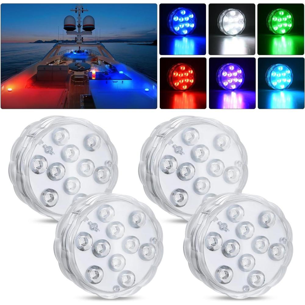 imageNilight Marine Boat Stern Light 12Inch White Fold Down Anchor Lights 12V 24V Waterproof 360 Lighting Navigation Lamp for Fishing Sailboat Yacht Pontoon Speedboat Dinghy4PCS RGB Boat Light