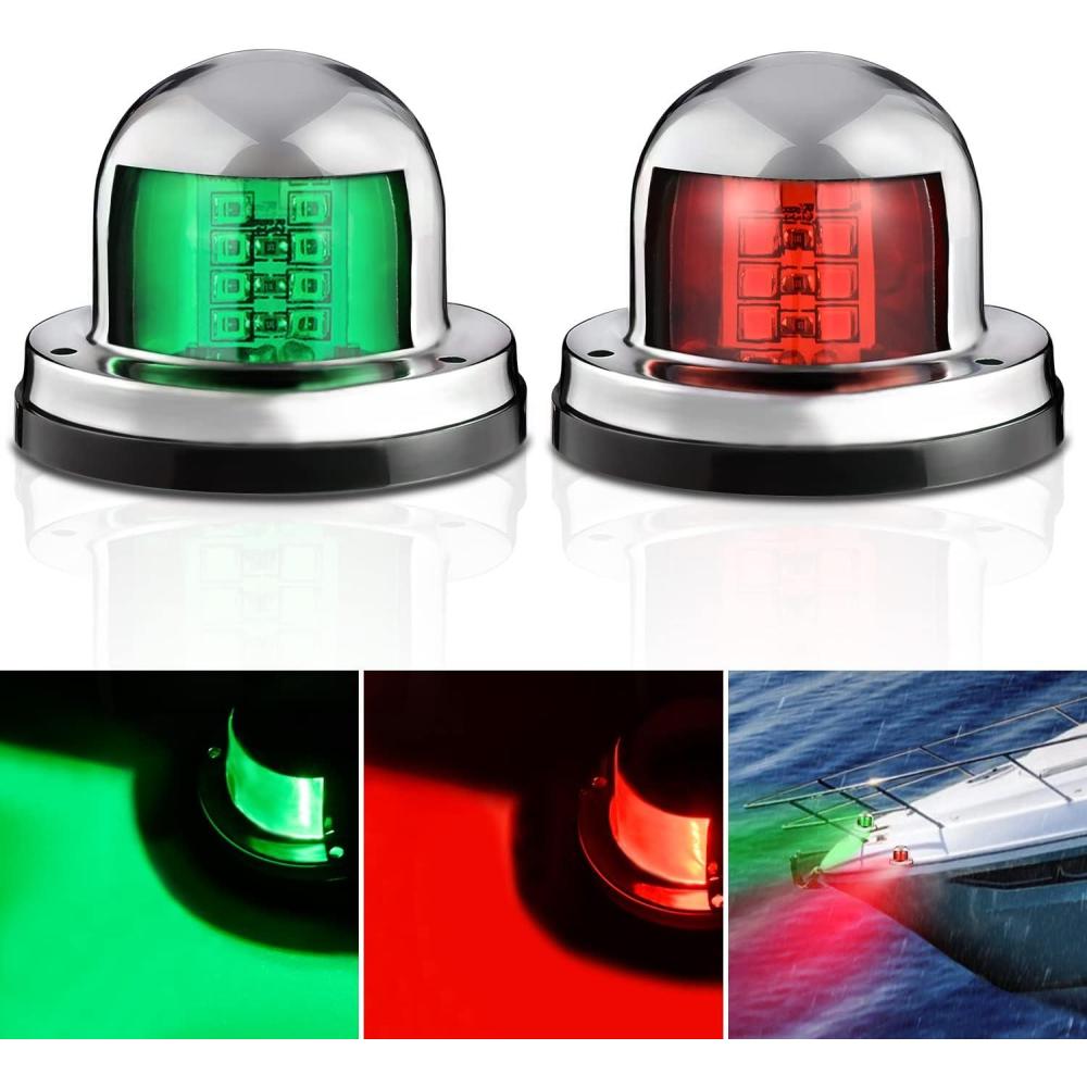 imageNilight Marine Boat Stern Light 12Inch White Fold Down Anchor Lights 12V 24V Waterproof 360 Lighting Navigation Lamp for Fishing Sailboat Yacht Pontoon Speedboat Dinghy8LED Navigation Light2Pcs
