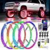 Nilight 4PCS 15.5inch Double Row LED Wheel Ring Lights Pure White with Wiring Harness Kit Rocker Switch Control Dual Row for Car Van SUV Truck(RGB-Double Row)