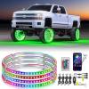 Nilight 4PCS 15.5inch Double Row LED Wheel Ring Lights Pure White with Wiring Harness Kit Rocker Switch Control Dual Row for Car Van SUV Truck(RGB-Single Row)