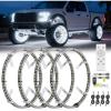 Nilight 4PCS 15.5inch Double Row LED Wheel Ring Lights Pure White with Wiring Harness Kit Rocker Switch Control Dual Row for Car Van SUV Truck(Pure White w/Remote)