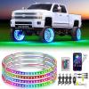 Nilight 4PCS 15.5inch Double Row LED Wheel Ring Lights Pure White with Wiring Harness Kit Rocker Switch Control Dual Row for Car Van SUV Truck(RGB-Single Row)