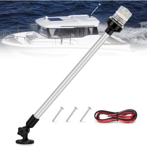 Nilight Marine Boat Stern Light 12Inch White Fold Down Anchor Lights 12V 24V Waterproof 360° Lighting Navigation Lamp for Fishing Sailboat Yacht Pontoon Speedboat Dinghy(24Inch Boat Stern Light)