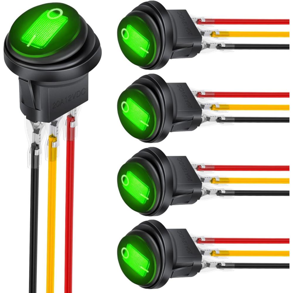 imageNilight 12PCS 12V Blue Round Toggle LED Switch 20A 12V DC OnOff SPST for Car Truck Rocker OnOff Control5Pcs Green