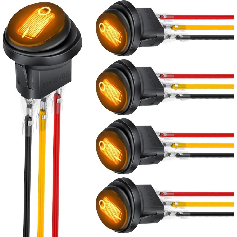 imageNilight 12PCS 12V Blue Round Toggle LED Switch 20A 12V DC OnOff SPST for Car Truck Rocker OnOff Control5Pcs Yellow