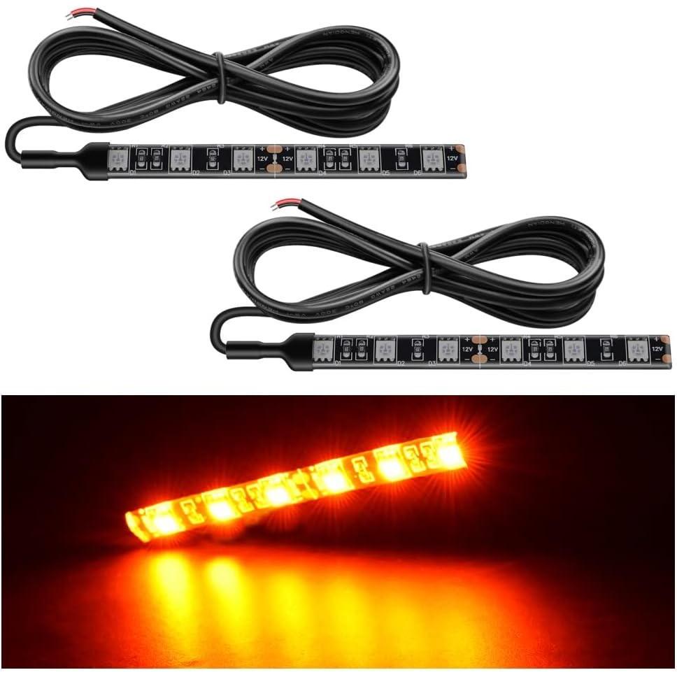 imageNilight 32 LED 8 Flexible License Plate Light Strip Tail Brake Stop Turn Signal Universal Fit for Harley Motorcycle Bike ATV Car SUV2PCS Amber