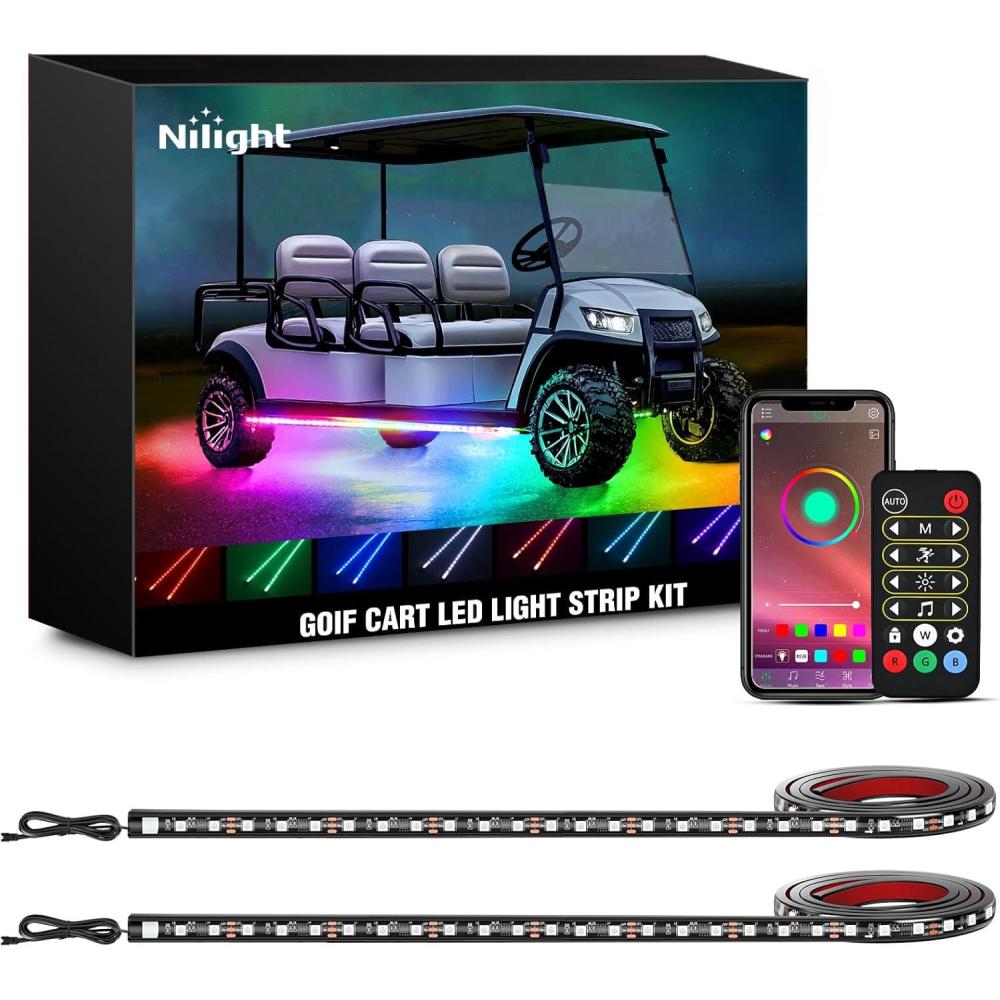 imageNilight 6PCS Golf Cart Underbody Light Kit with Canopy Lights Dream Color MultiMode Neon Accent Lighting APP Remote Control Sound Active Music Sync IP67 Waterproof 12V65V for EZGO Yamaha Club Car2 PCS