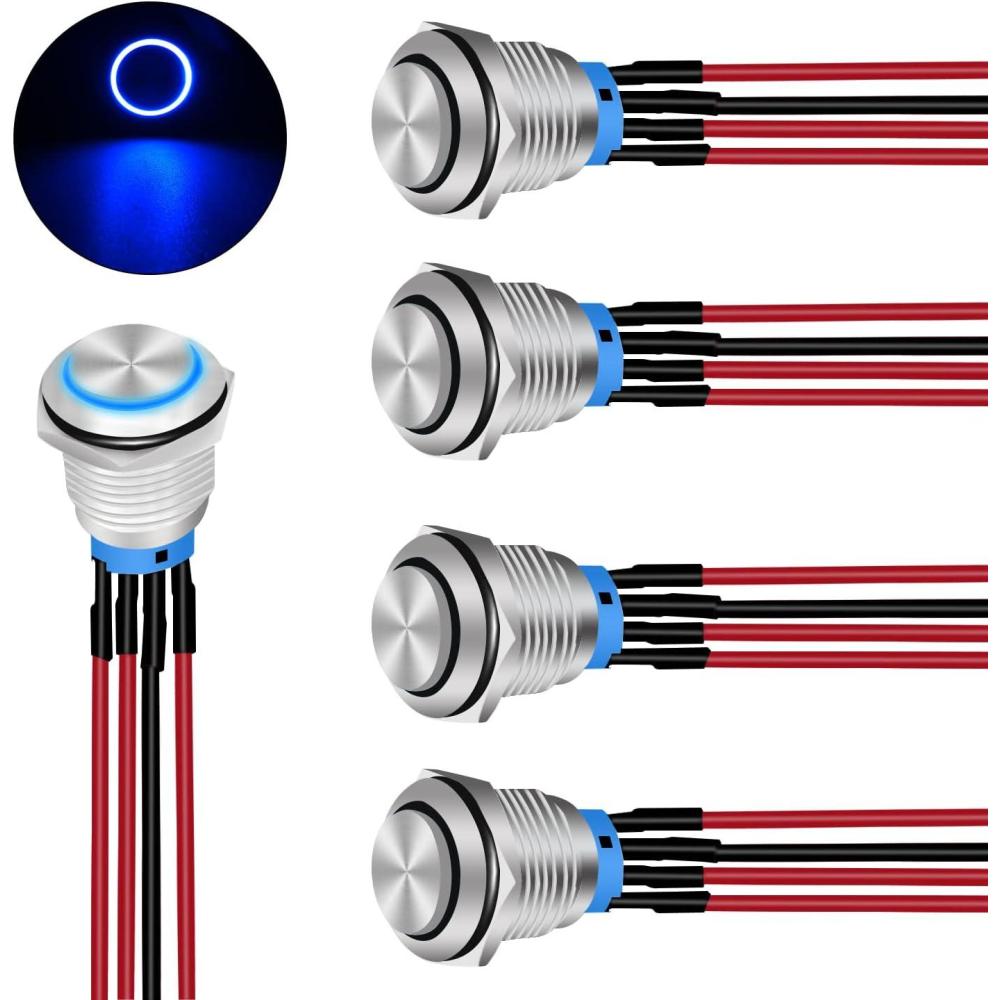 imageNilight 8PCS 12V 20A Round Blue Toggle LED Rocker Switch OnOff Control SPST 3Pins for 12V Car Truck Boat Marine OffRoad Vehicle with 24PCS Wires5Pcs 16mm Switch