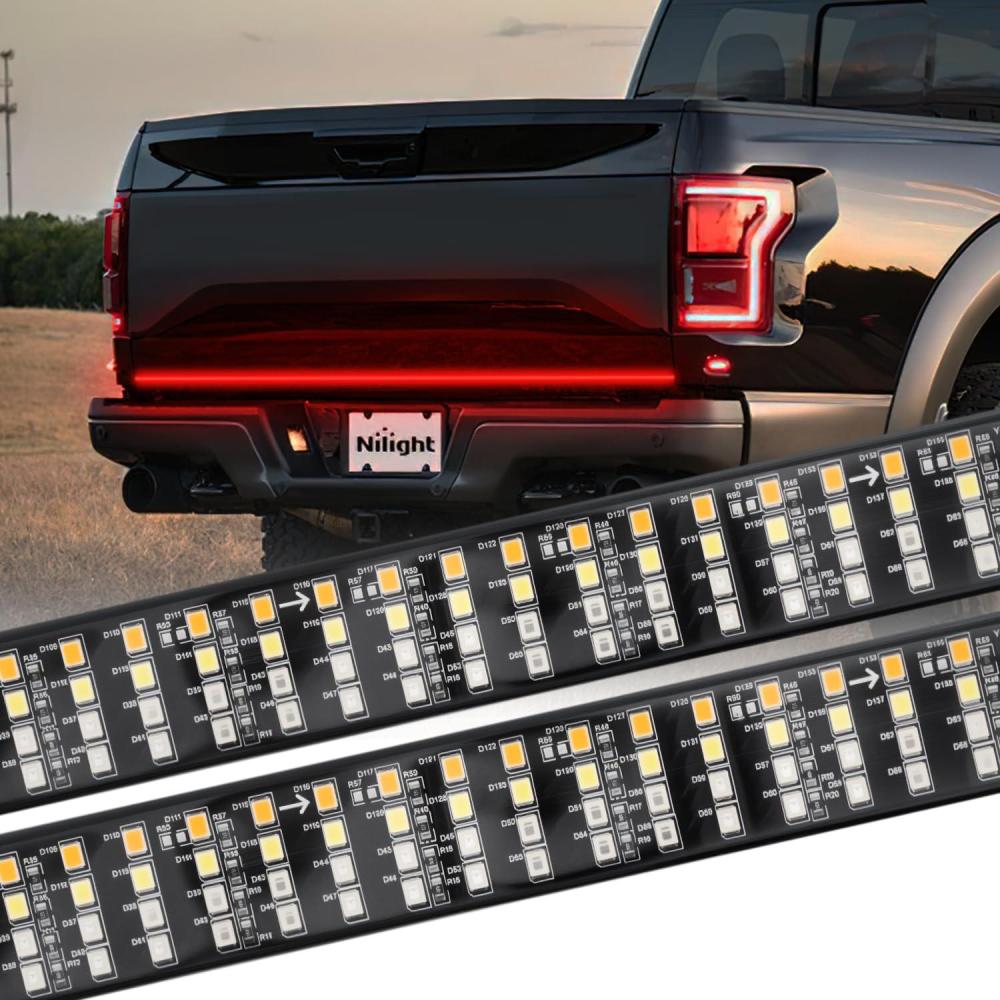 imageNilight Truck Tailgate Light Strip 60quot Quad Row 648 LED Strip with Red Running Brake Lights White Reverse Lamp Amber Turn Signals60 Tailgate Light Strip Quad Row