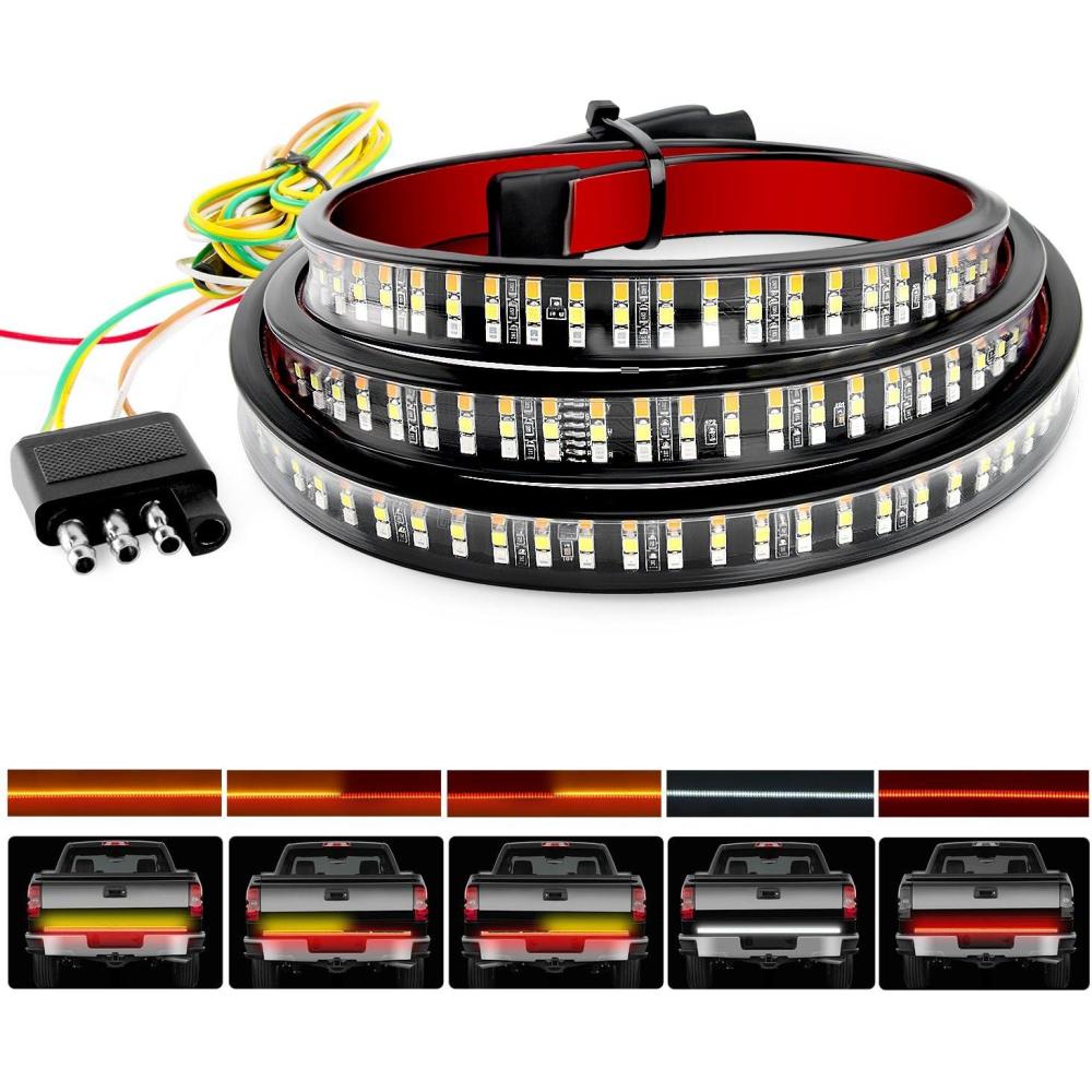 imageNilight Truck Tailgate Light Strip 60quot Quad Row 648 LED Strip with Red Running Brake Lights White Reverse Lamp Amber Turn Signals60 Tailgate Light Strip RedWhiteAmber 504 LEDs